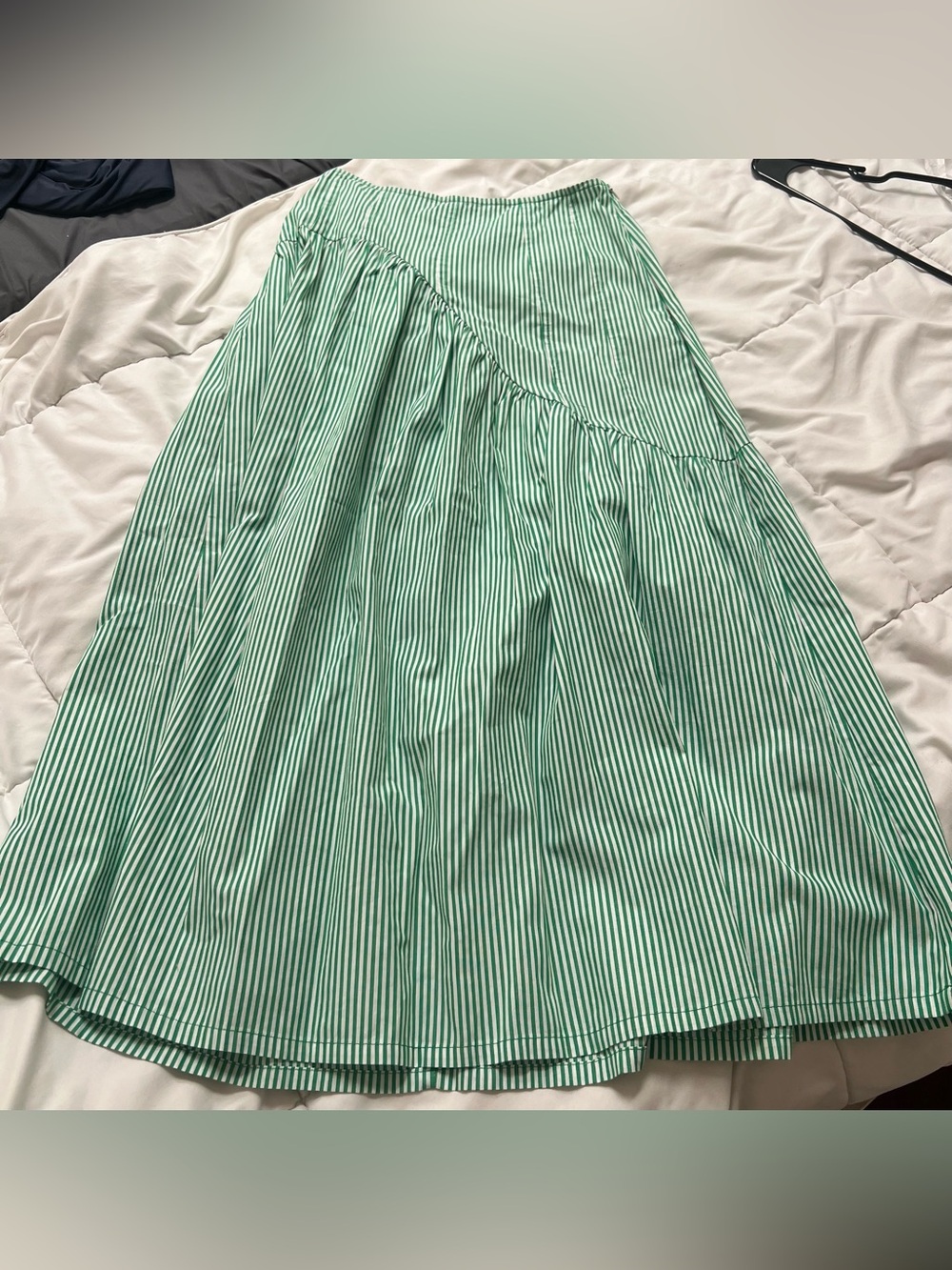 Lisa Says Gah Maeve Midi Skirt Green Stripe 100% Cotton Size XS
